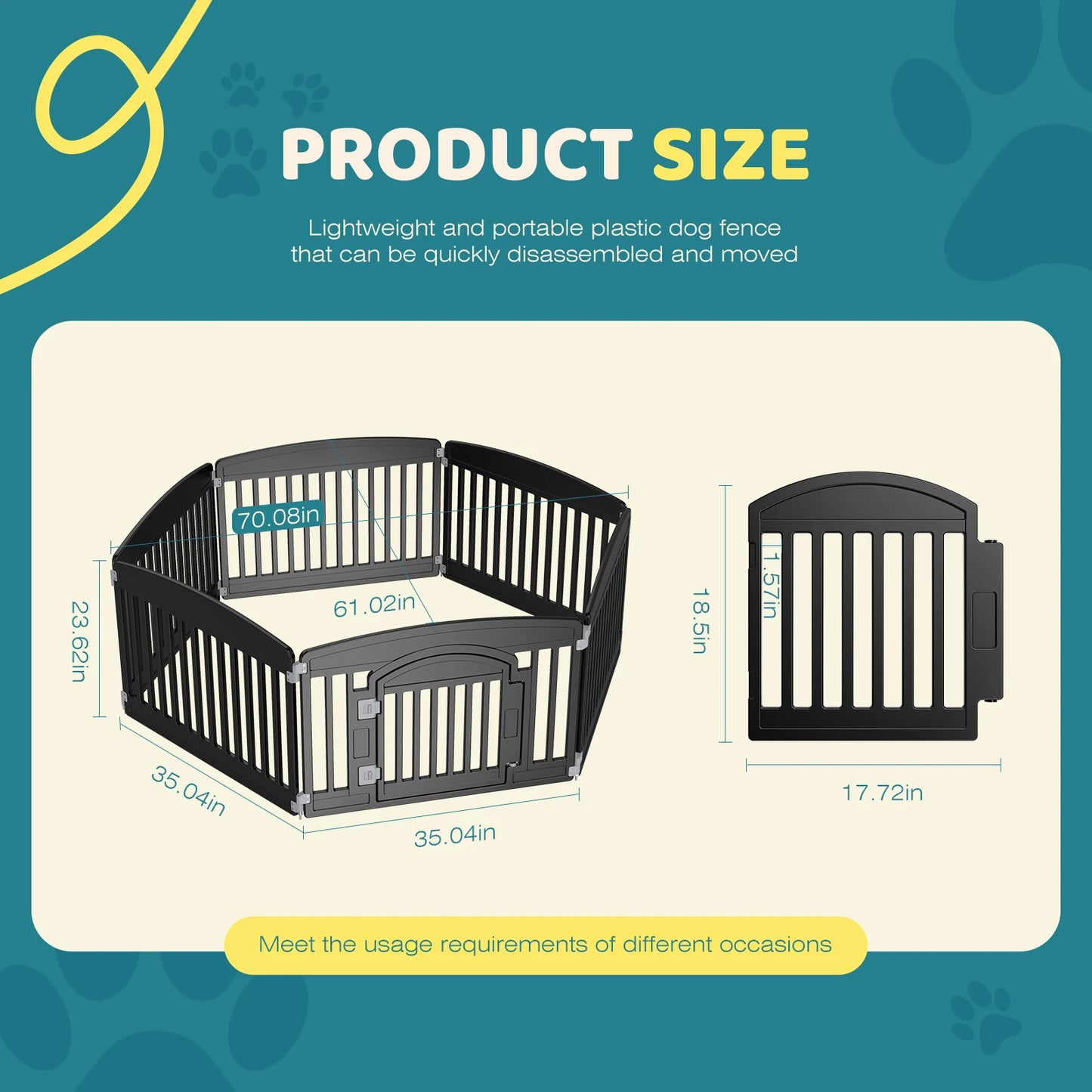 JHK Expandable Plastic Dog Playpen Portable Pet Fence