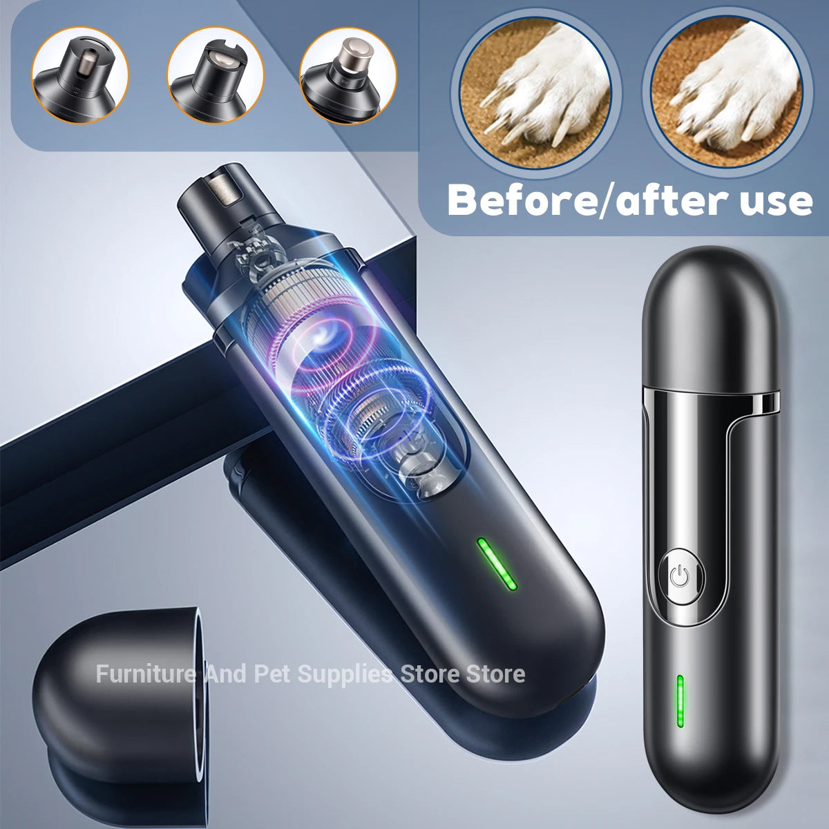 Electric Dog Nail Grinder USB Rechargeable Pet Nail Trimmer Polisher
