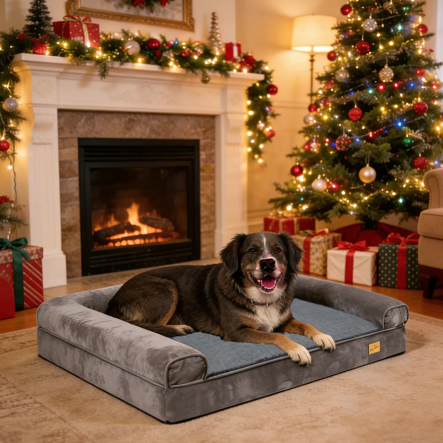 BORWARTCN Calming Dog Bed With Orthopedic Memory Foam Removable Cover