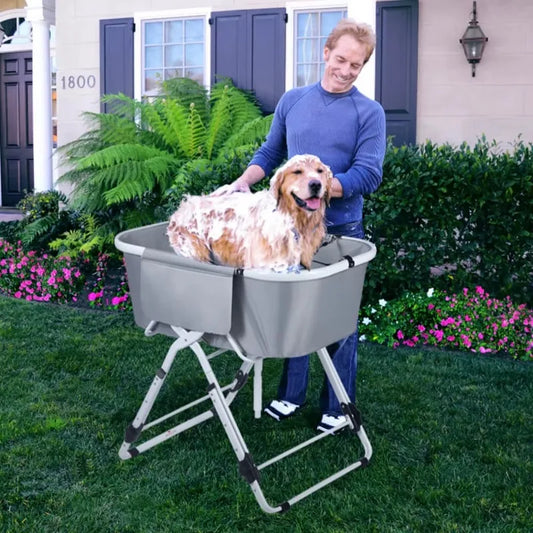 Foldable Elevated Dog Bath Tub For Medium Large Pets Grooming