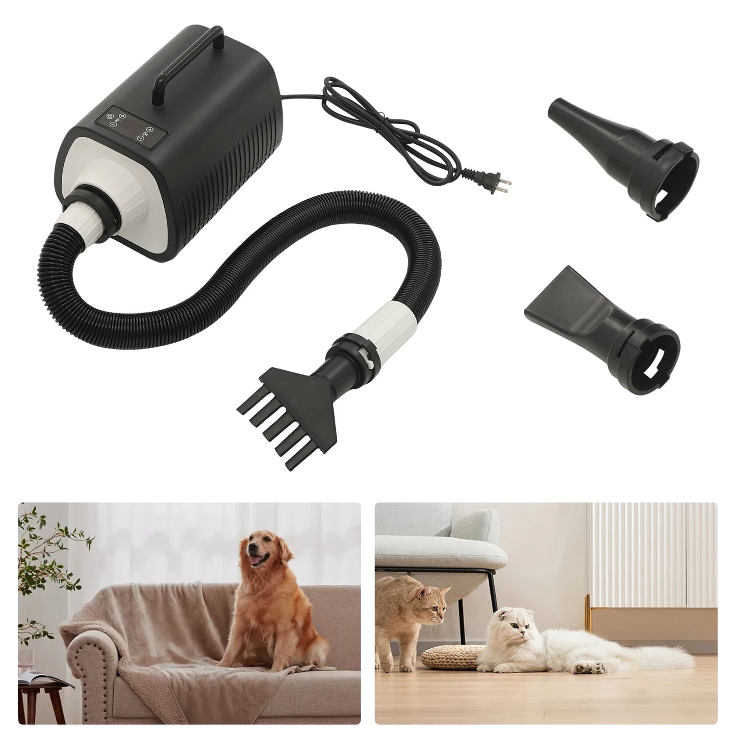 Dog Grooming Blow Dryer With Handles 9 Speed LED Display