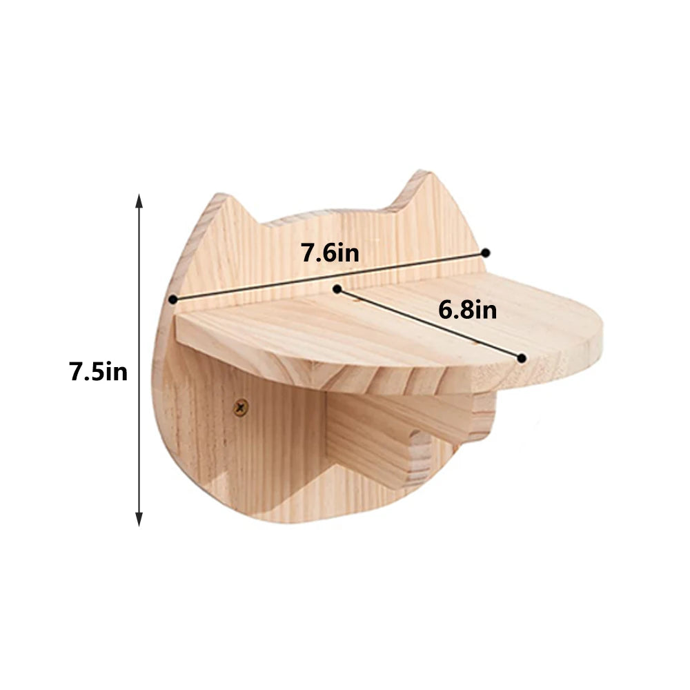 PETRAVELCN Moon Shaped Cat Wall Shelf Hammock Wooden Steps