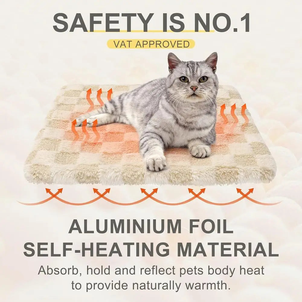 Self Warming Cat Bed 4 Pack Heated Plush Thermal Pad