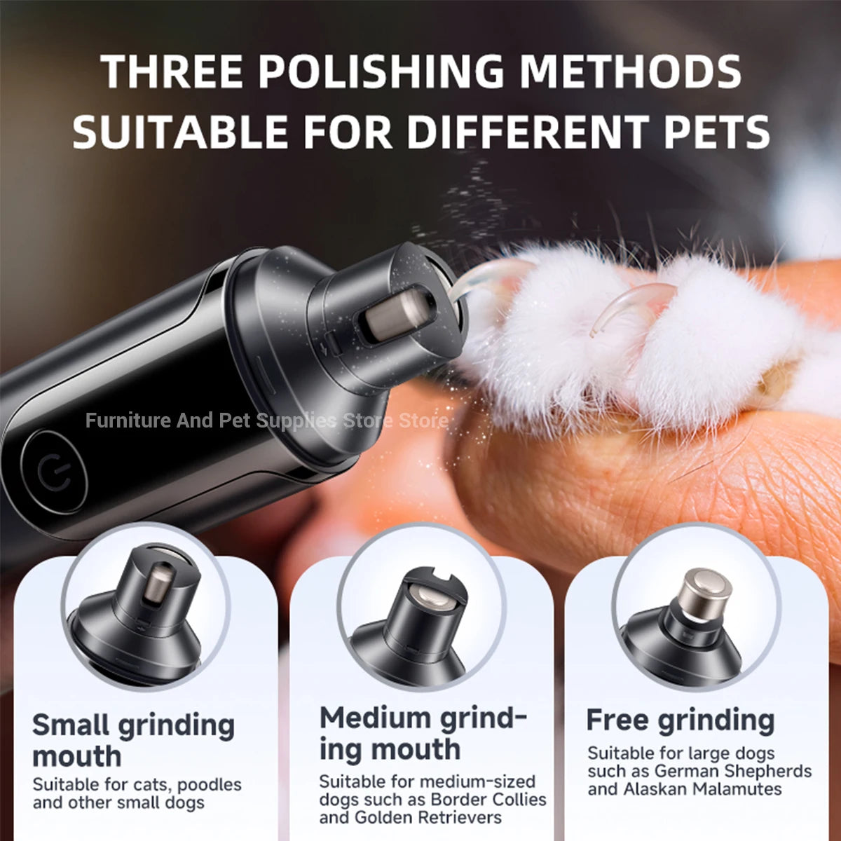 Electric Dog Nail Grinder USB Rechargeable Pet Nail Trimmer Polisher