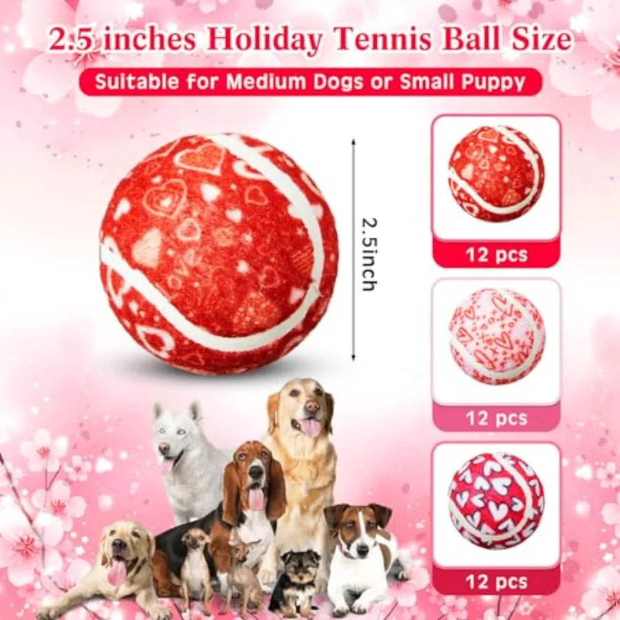 Heart Design Dog Tennis Balls Chew Toys For Dogs Durable