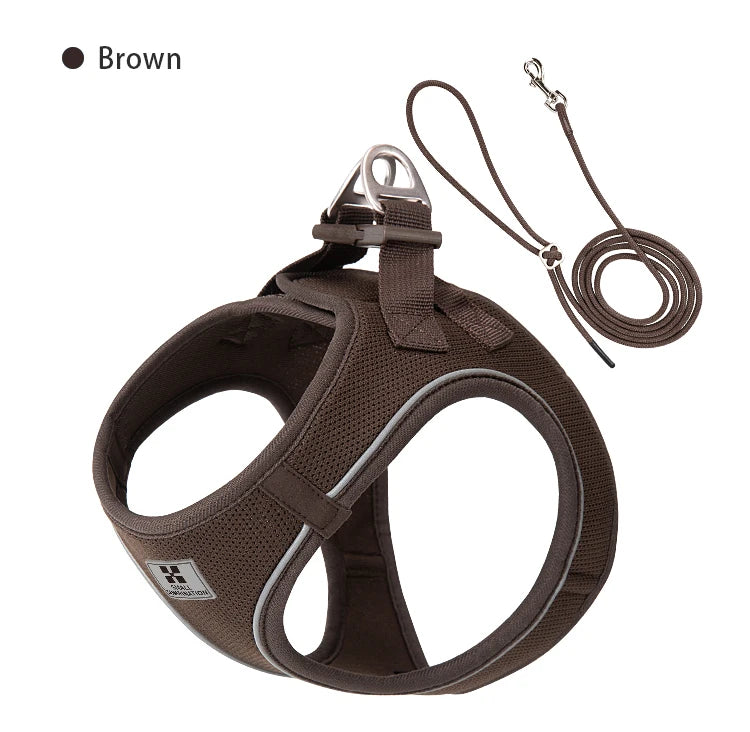 Small Combination Dog Harness Leash Set Reflective Adjustable