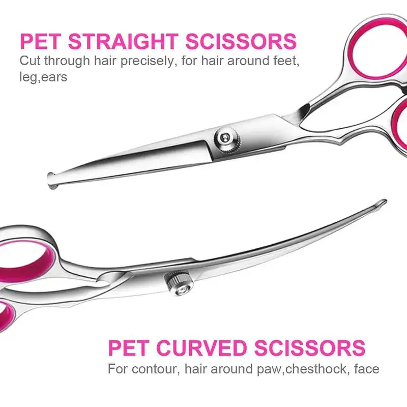 Titanium Coated Dog Grooming Scissors With Safety Round Tips