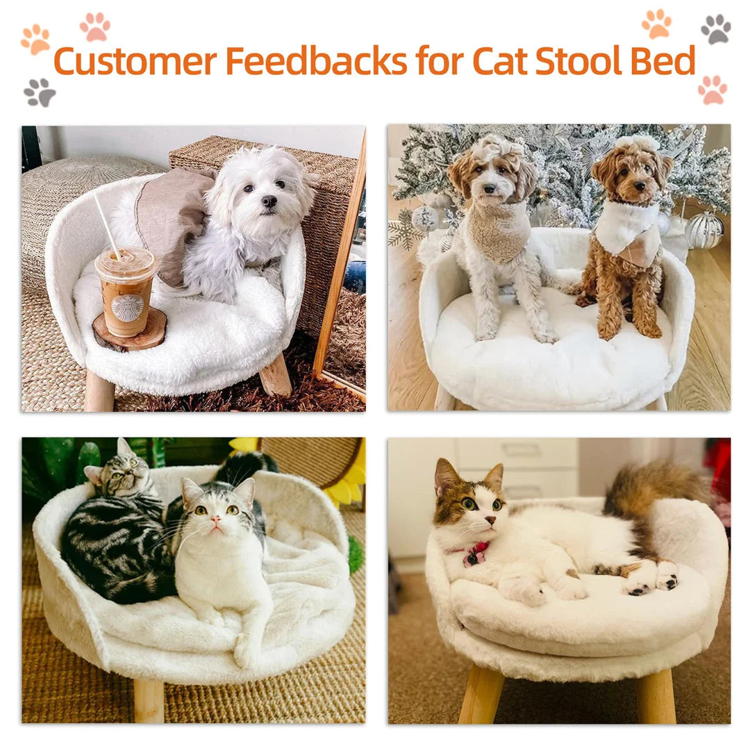 BINGOPAWC Luxury Waterproof Cat Bed Nest With Wood Legs