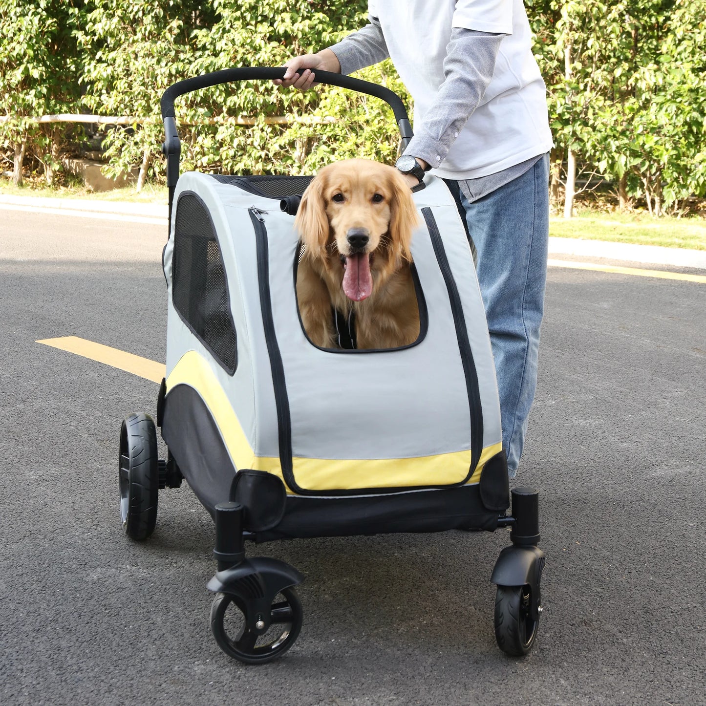 Portable Four-Wheel Dog Stroller Foldable Travel Carrier for Pets