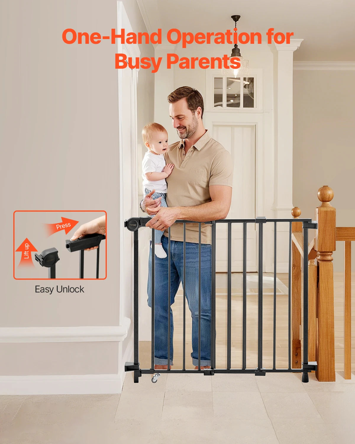 SucceBuy Adjustable Baby Gate For Pets And Children Dual Lock