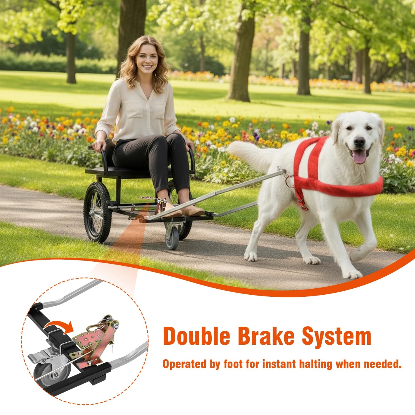 Shunmaii Double Brake Dog Pulling Stroller With Seat Cart