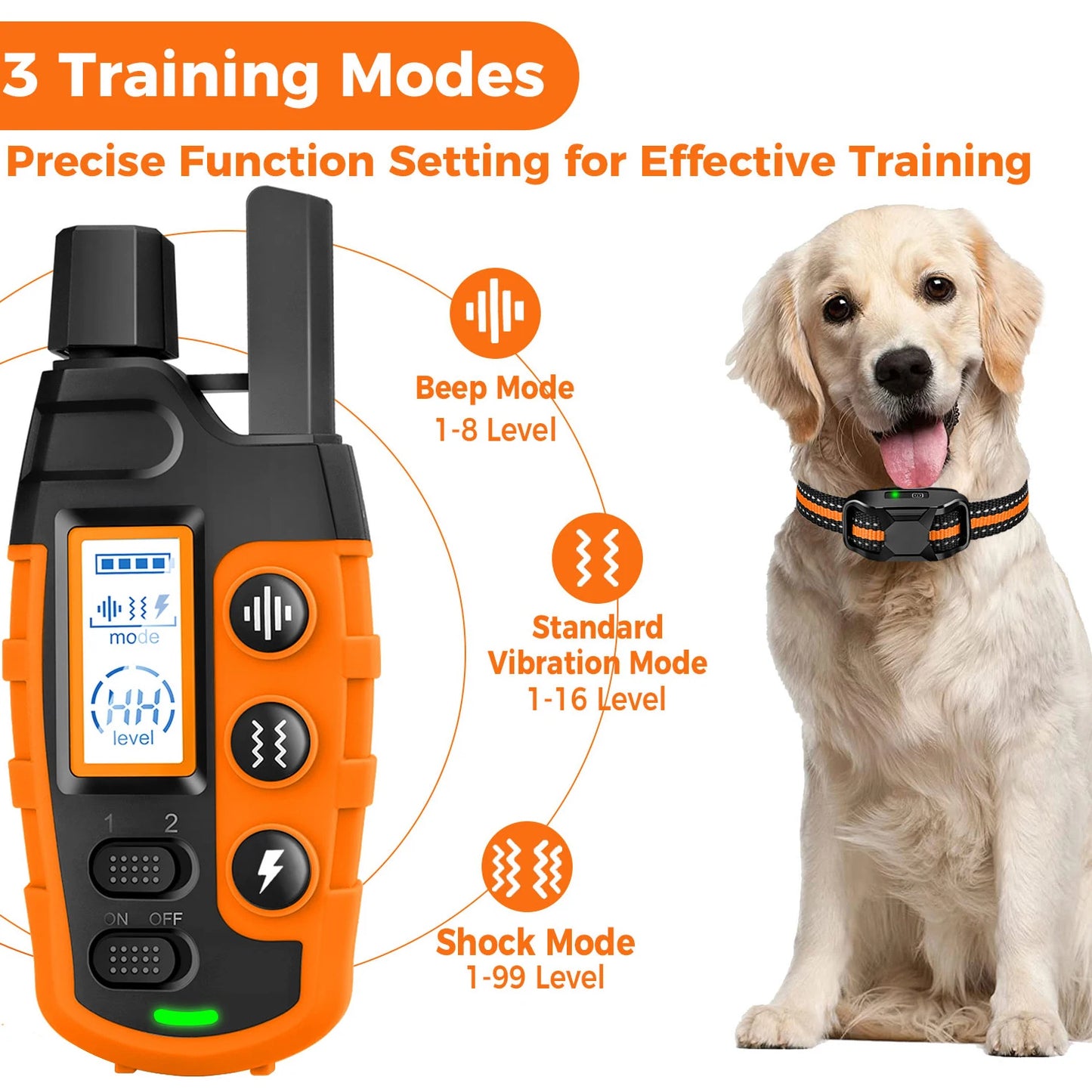 Electric Dog Training Collar Waterproof Remote Control Vibration Shock