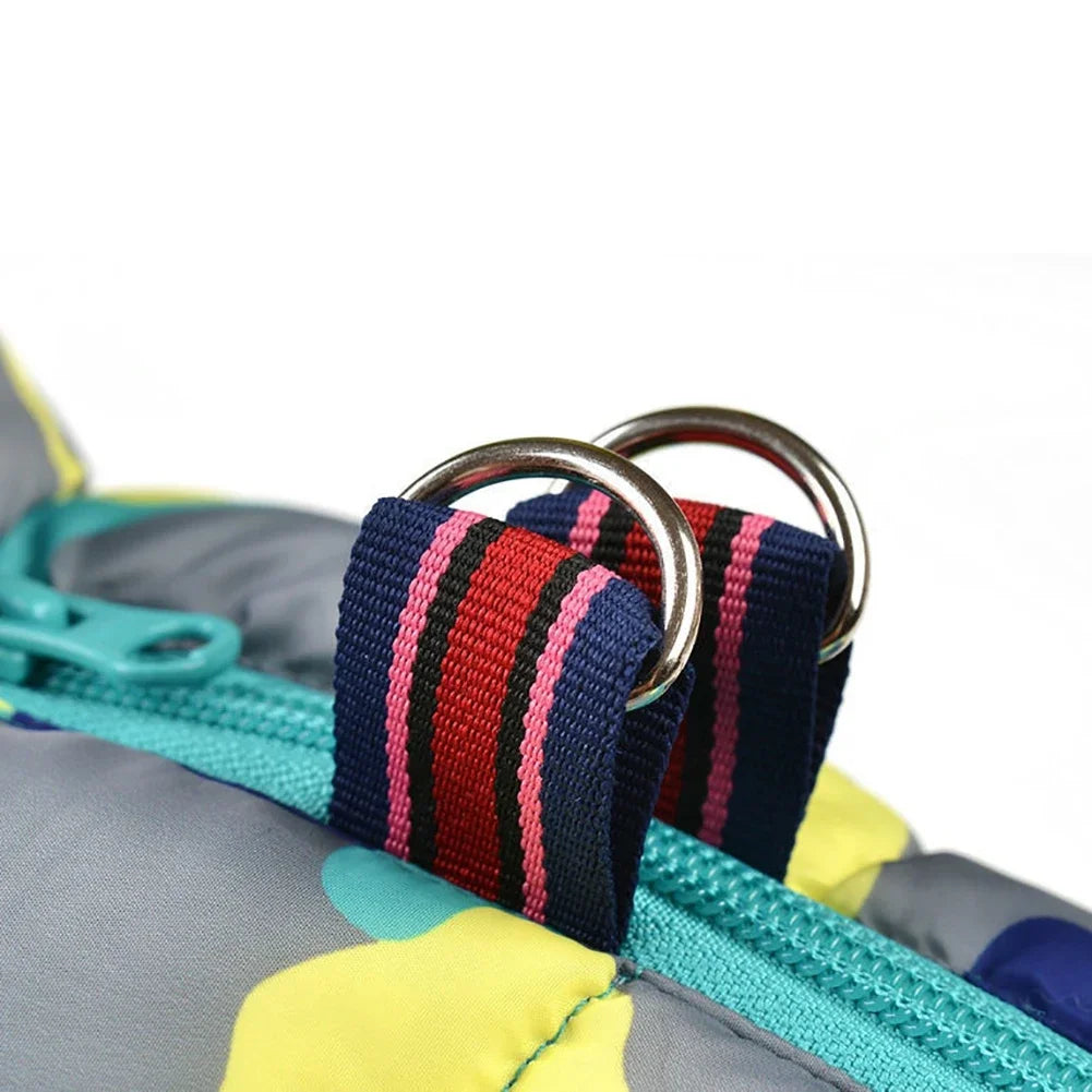 Warm Fleece Dog Coat Snow Jacket Four Leg Puffer Reflective