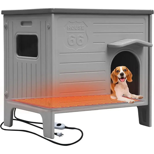Insulated Indoor Outdoor Dog House With Heating Pad