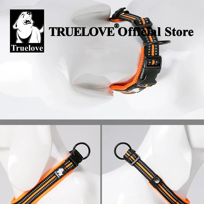 TRUELOVECN Nylon Dog Collar Adjustable Padded Reflective Heavy Duty TLC5011