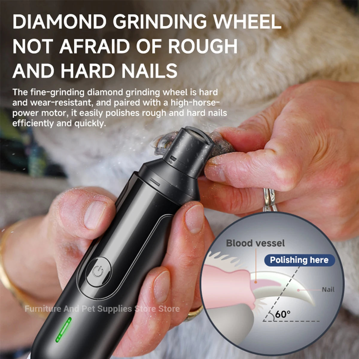 Electric Dog Nail Grinder USB Rechargeable Pet Nail Trimmer Polisher