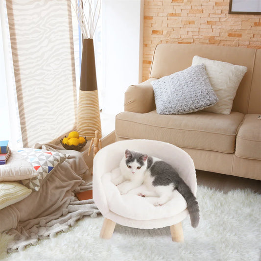 BINGOPAWC Luxury Waterproof Cat Bed Nest With Wood Legs