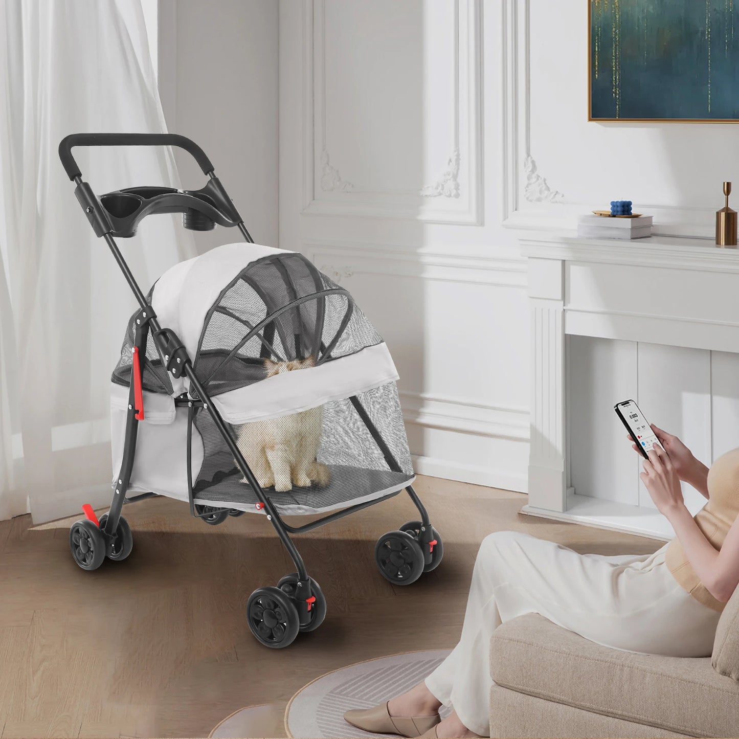 Foldable Pet Cart For Small To Medium Dogs And Cats