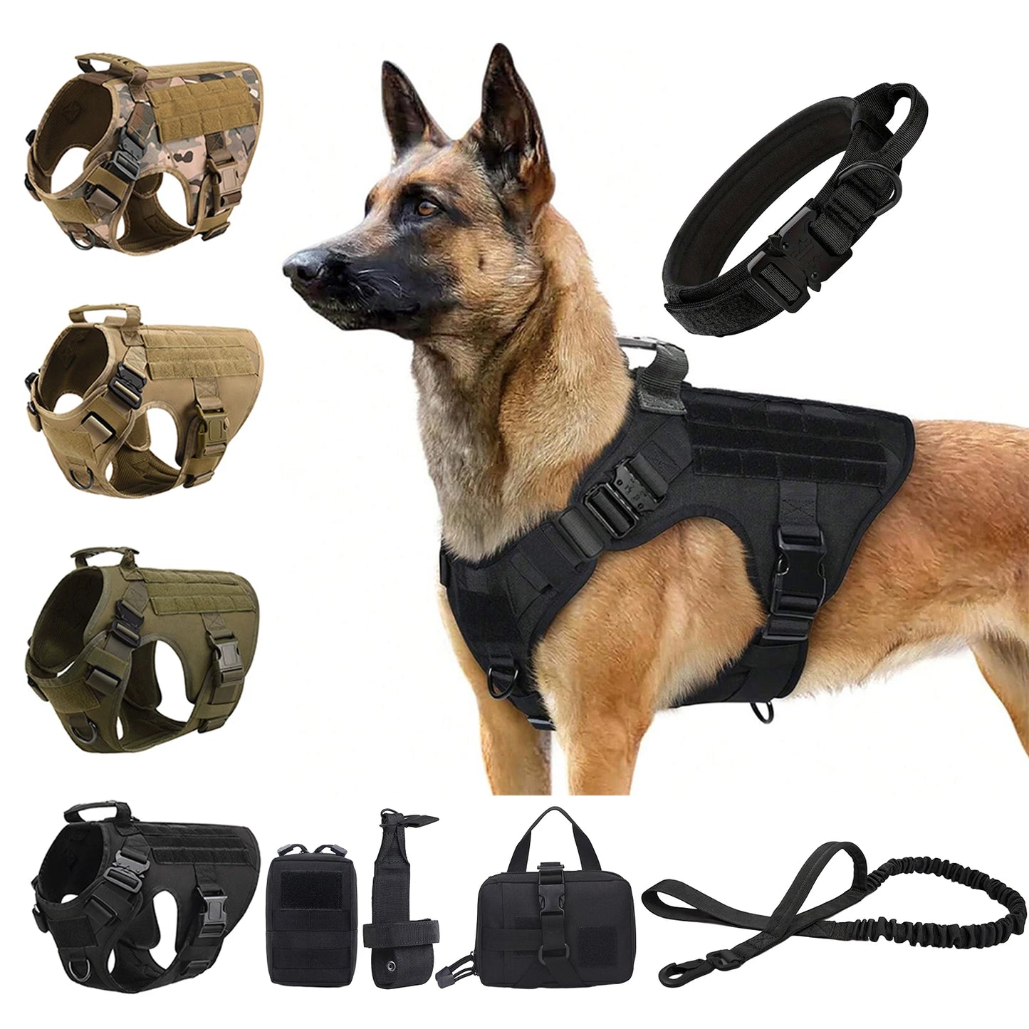 PETRAVELCN Tactical Dog Harness Molle Pouches For Training