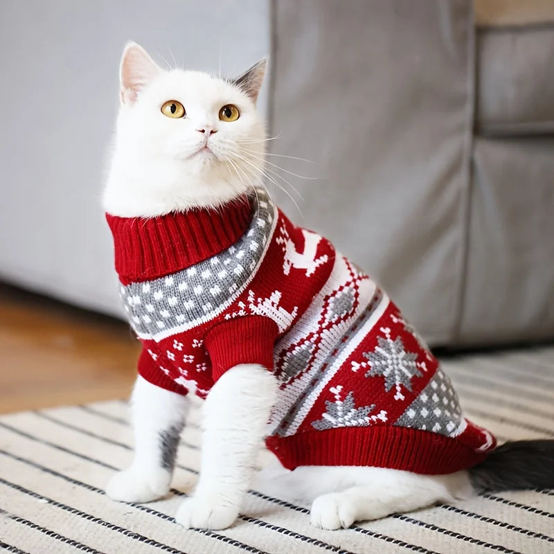 NONECN Christmas Knitted Wool Dog And Cat Sweater For Winter