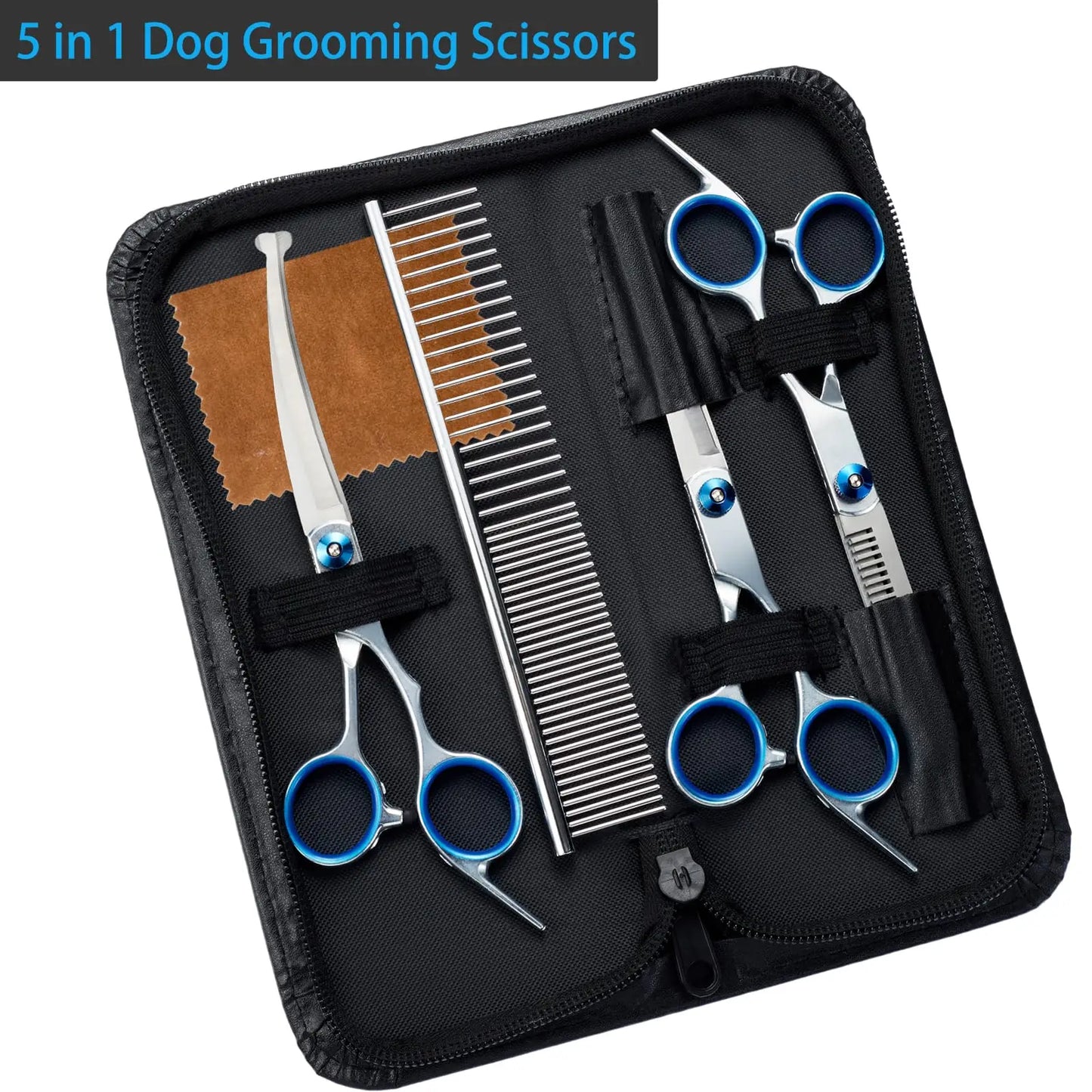 5 In 1 Professional Dog Grooming Scissors Stainless Steel Shears