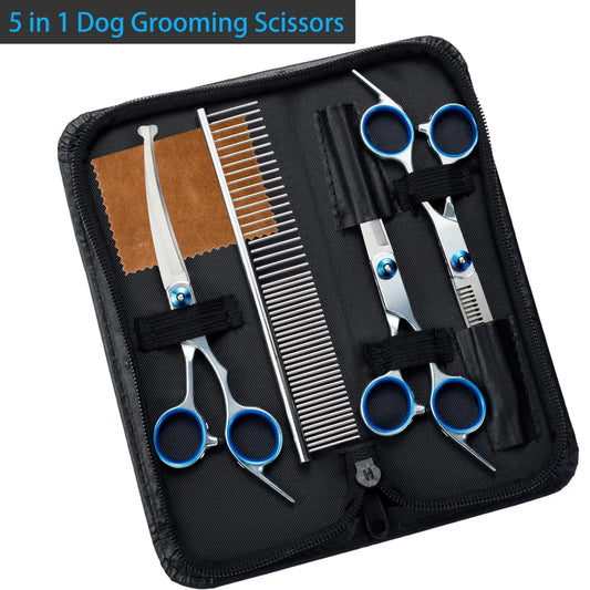 5 In 1 Professional Dog Grooming Scissors Stainless Steel Shears