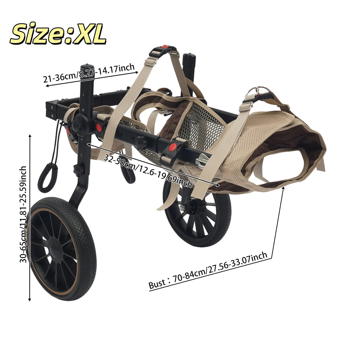 Bymaocar Adjustable Pet Trolley Dog Wheelchair Rehabilitation Aid