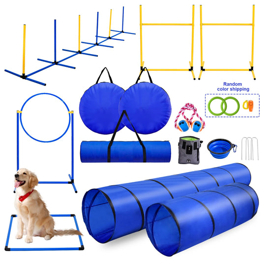 Dog Agility Course Backyard Set With 2 Tunnels Hoop Jump
