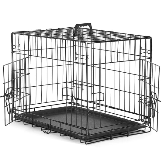 JHK Double Door Folding Dog Cage With Leak Proof Pan