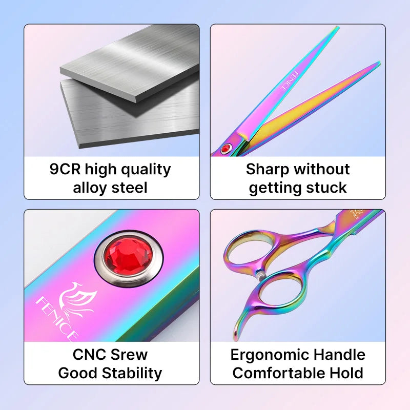 Fenice Dog Grooming Scissors Stainless Steel 9Cr Home Use Set