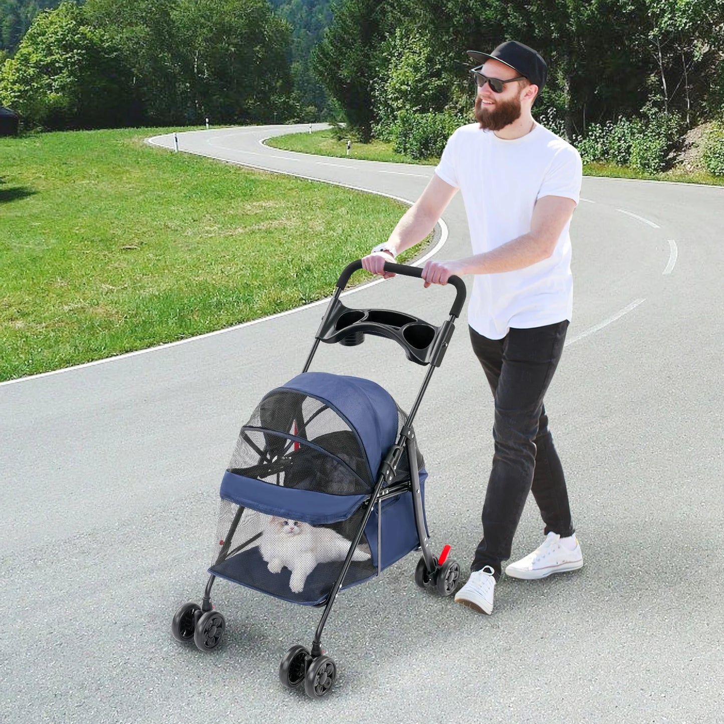 Foldable Pet Cart For Small To Medium Dogs And Cats