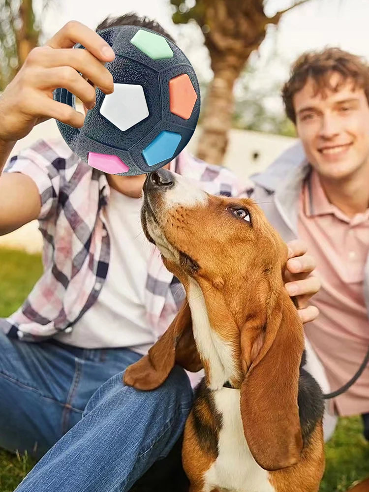 Dog Calming Ball With Handle Interactive Squeaky Football Toy