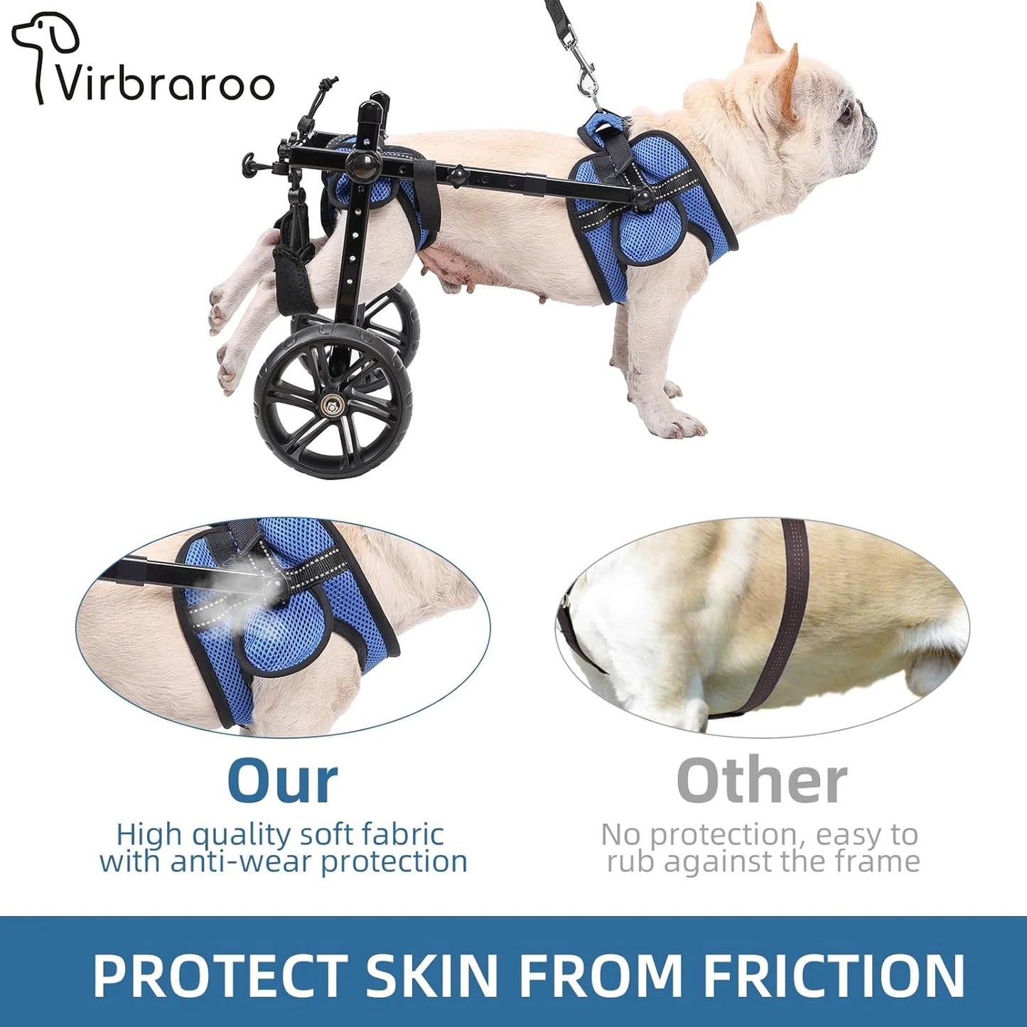 Dog Wheelchair For Back Legs With All Terrain Tires