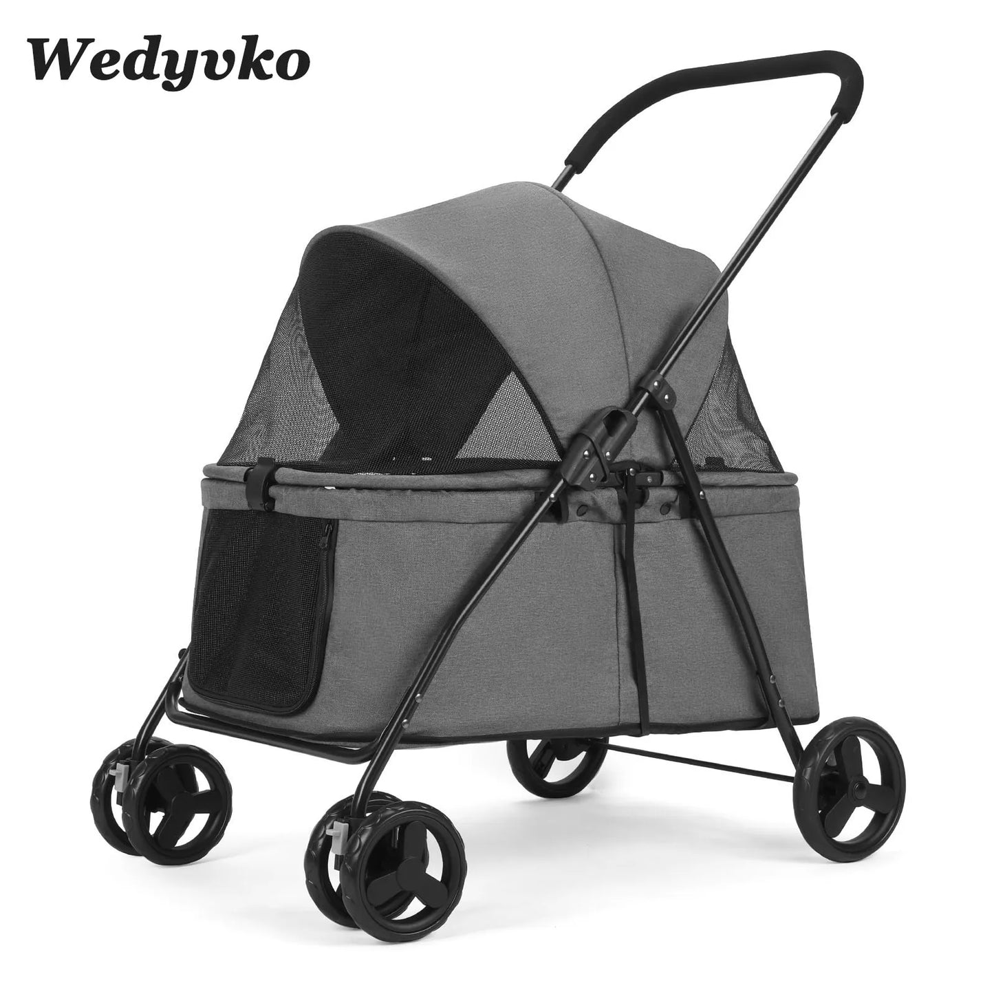 Wedyvko Pet Stroller Four Wheels With Brakes For Dogs