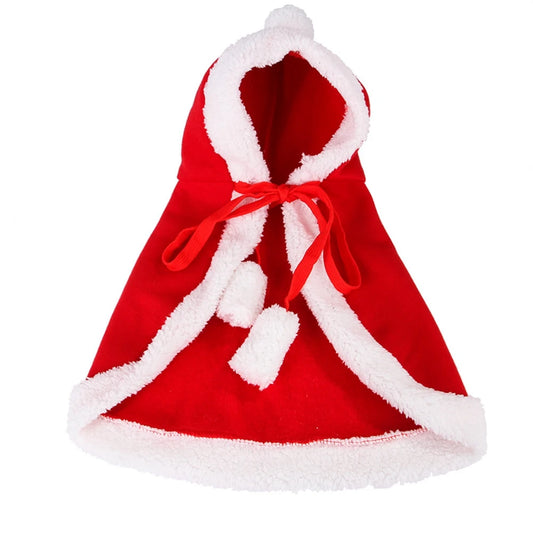 Pet Christmas Santa Cloak Costume for Small Dogs and Cats