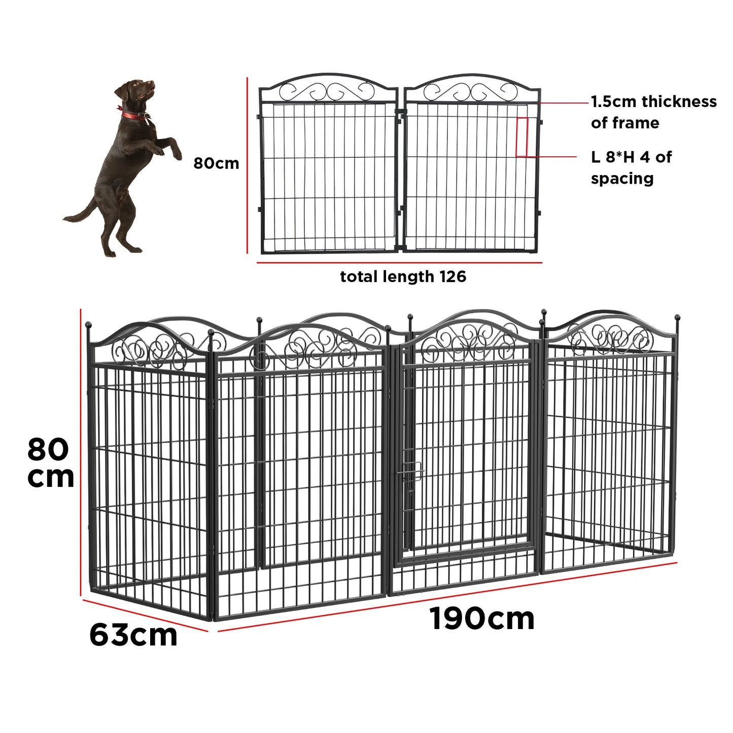 BINGOPAW Eight Panel Dog Playpen Heavy Duty Indoor Outdoor Fence