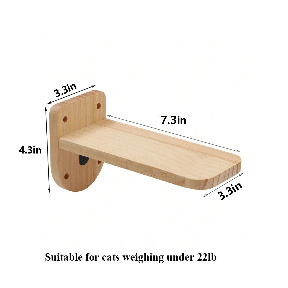 PETRAVELCN Moon Shaped Cat Wall Shelf Hammock Wooden Steps