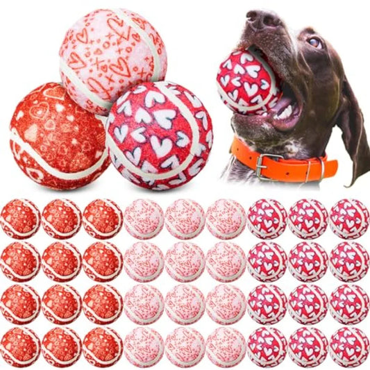Heart Design Dog Tennis Balls Chew Toys For Dogs Durable