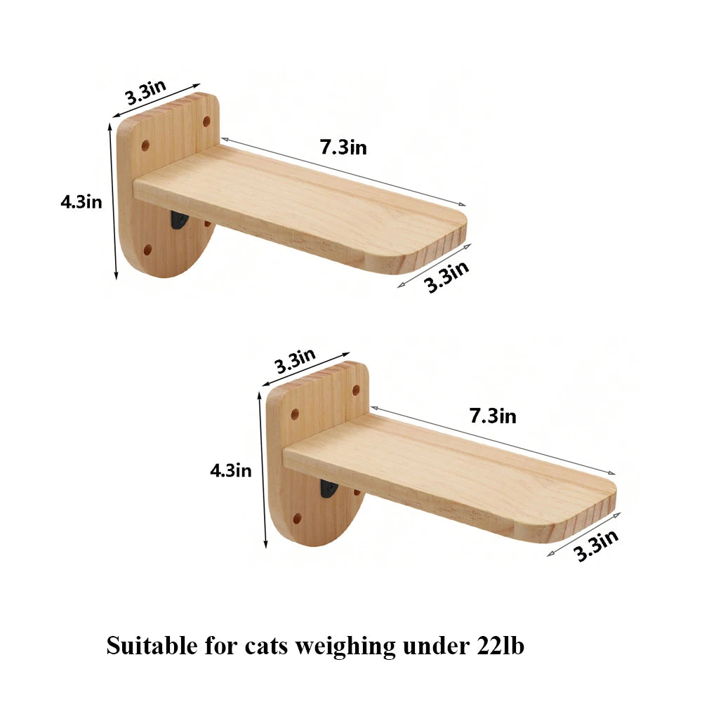 PETRAVELCN Moon Shaped Cat Wall Shelf Hammock Wooden Steps