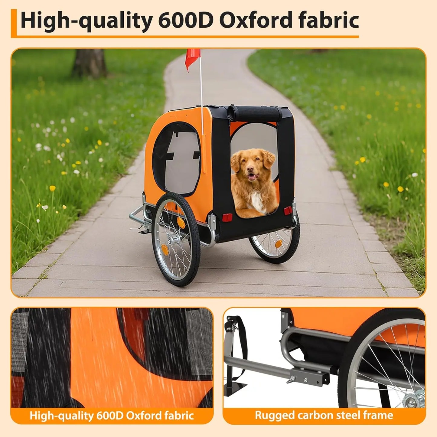 Twister.CK Dog Bike Trailer Carrier Foldable Oxford Fabric