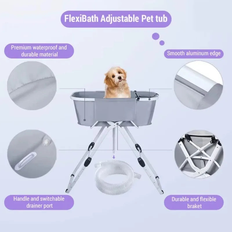 Foldable Elevated Dog Bath Tub For Medium Large Pets Grooming