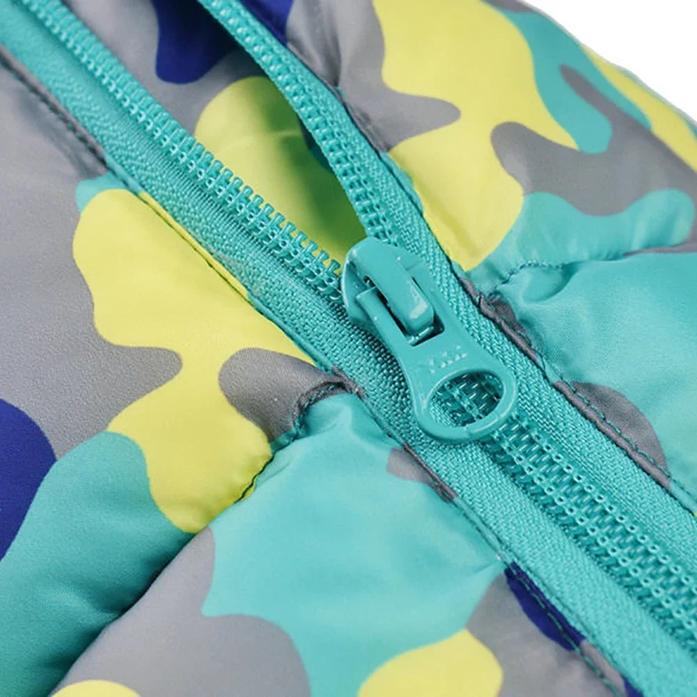 Warm Fleece Dog Coat Snow Jacket Four Leg Puffer Reflective