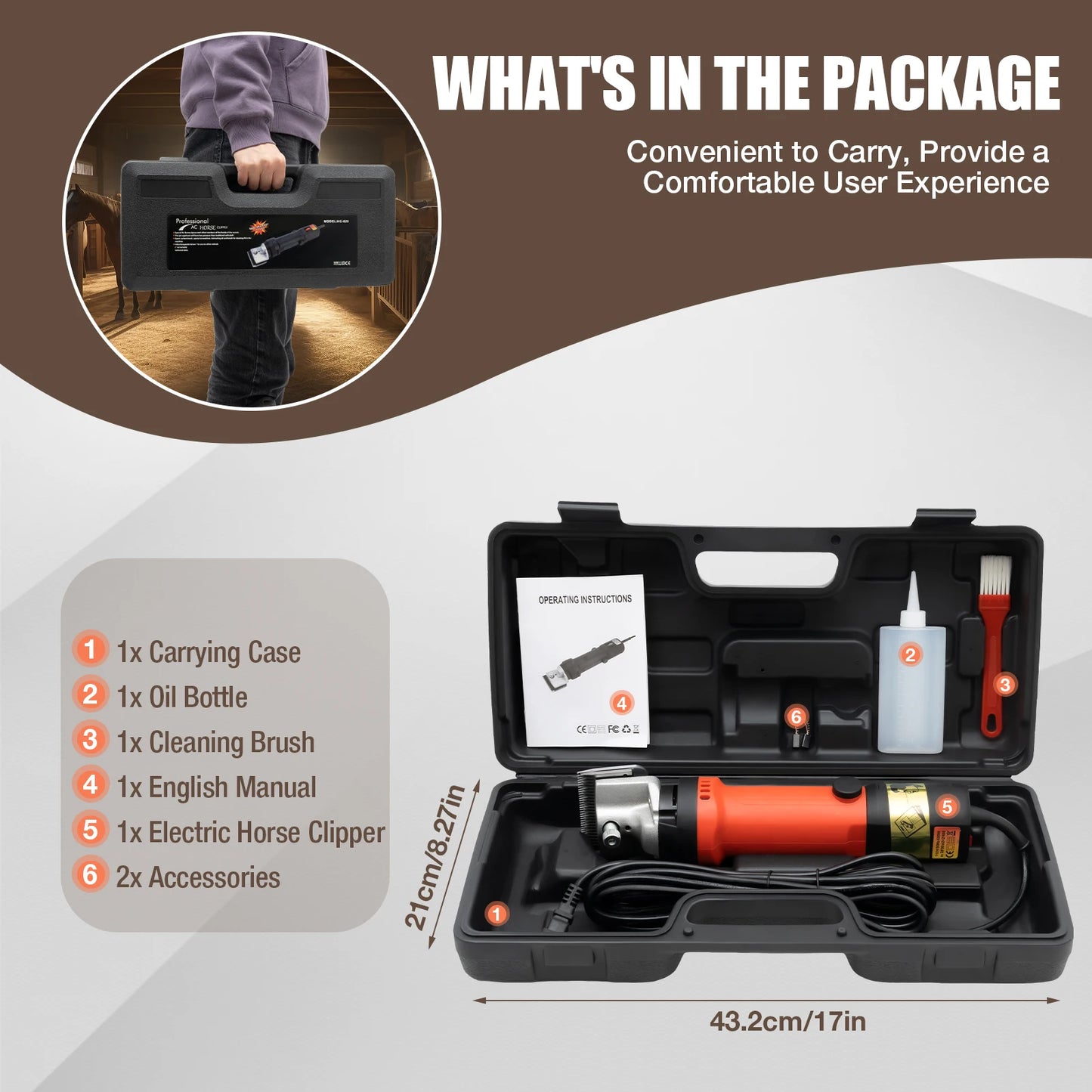 350W Electric Horse Clipper 6 Speed Low Noise 110V