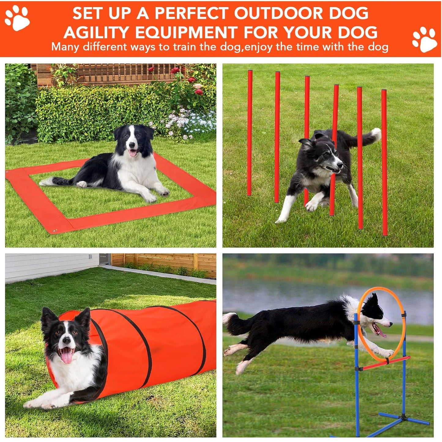 HiMISSH 87 Piece Dog Agility Training Kit With Tunnel Poles
