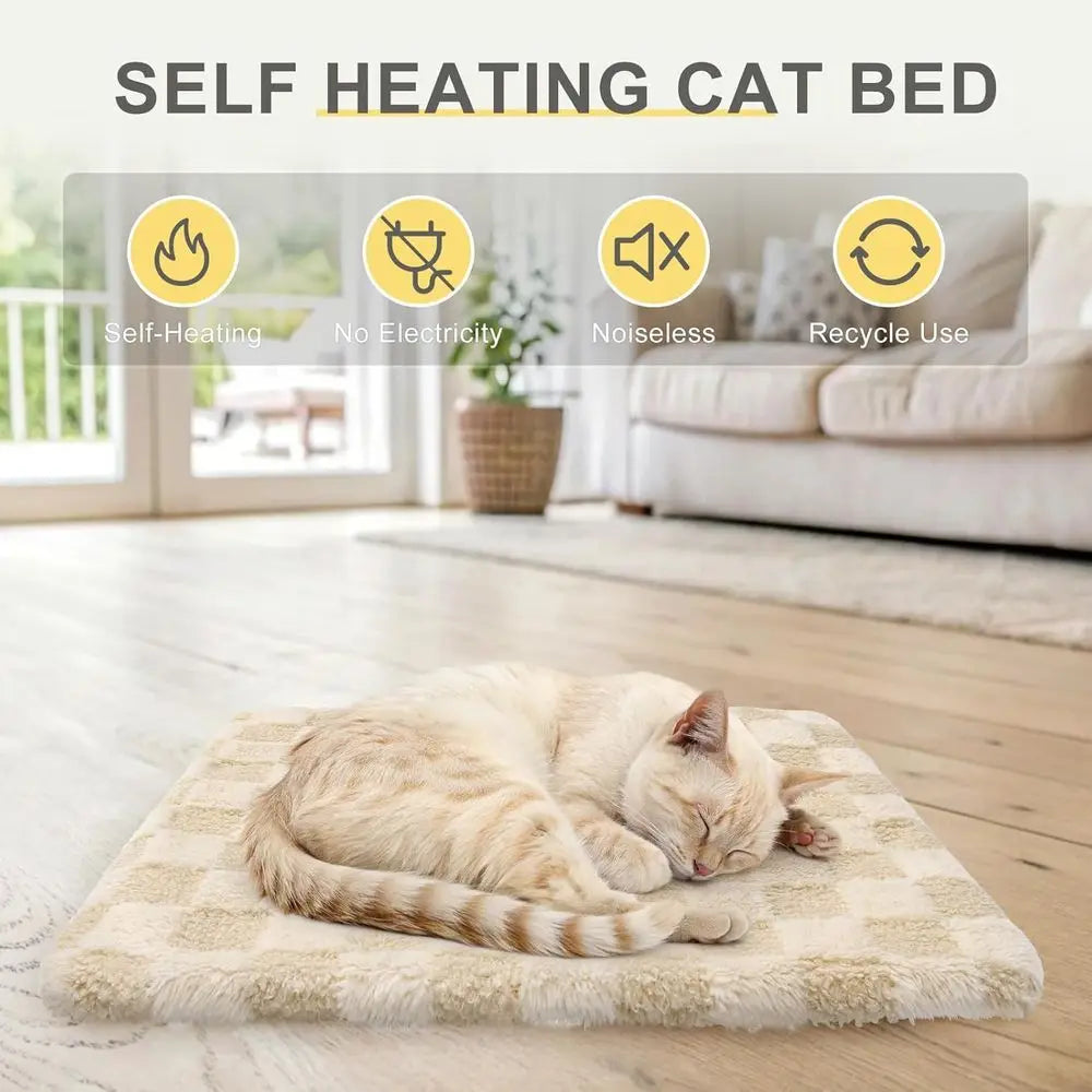 Self Warming Cat Bed 4 Pack Heated Plush Thermal Pad