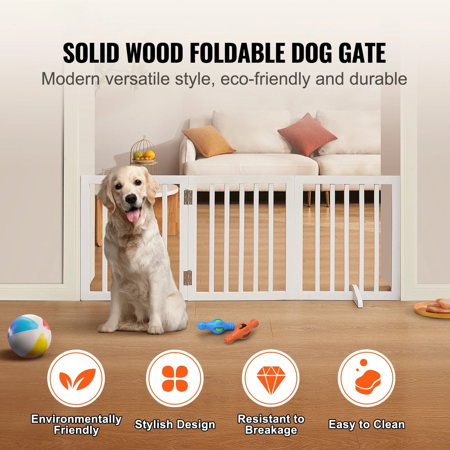 SucceBuy Freestanding Three Panel Dog Gate For Narrow Passages