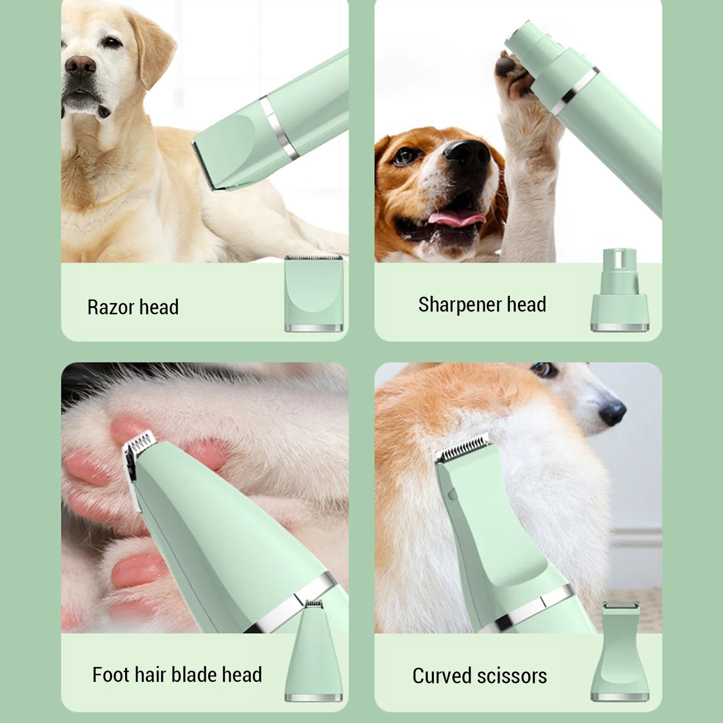Dog Hair Clipper 4 In 1 USB Rechargeable Pet Trimmer