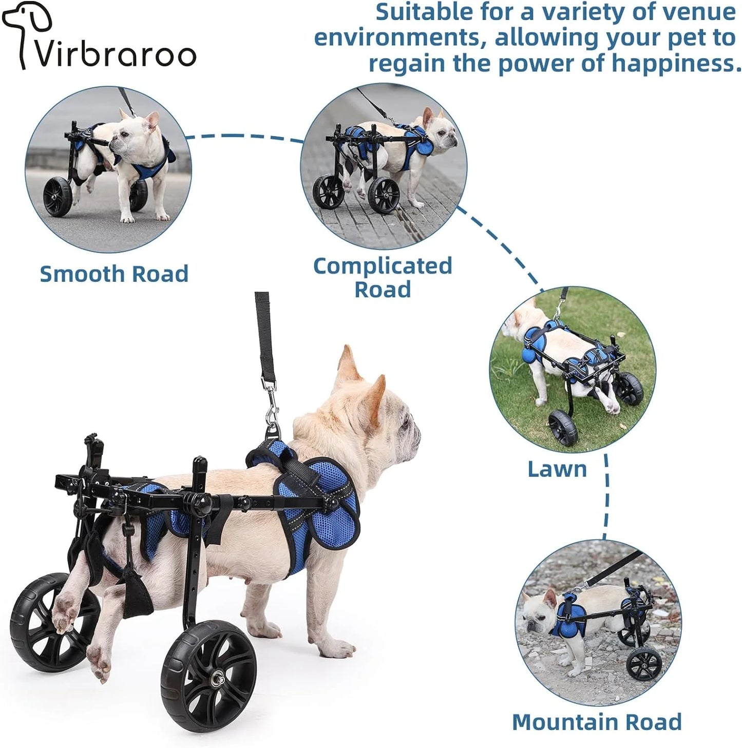 Dog Wheelchair For Back Legs With All Terrain Tires