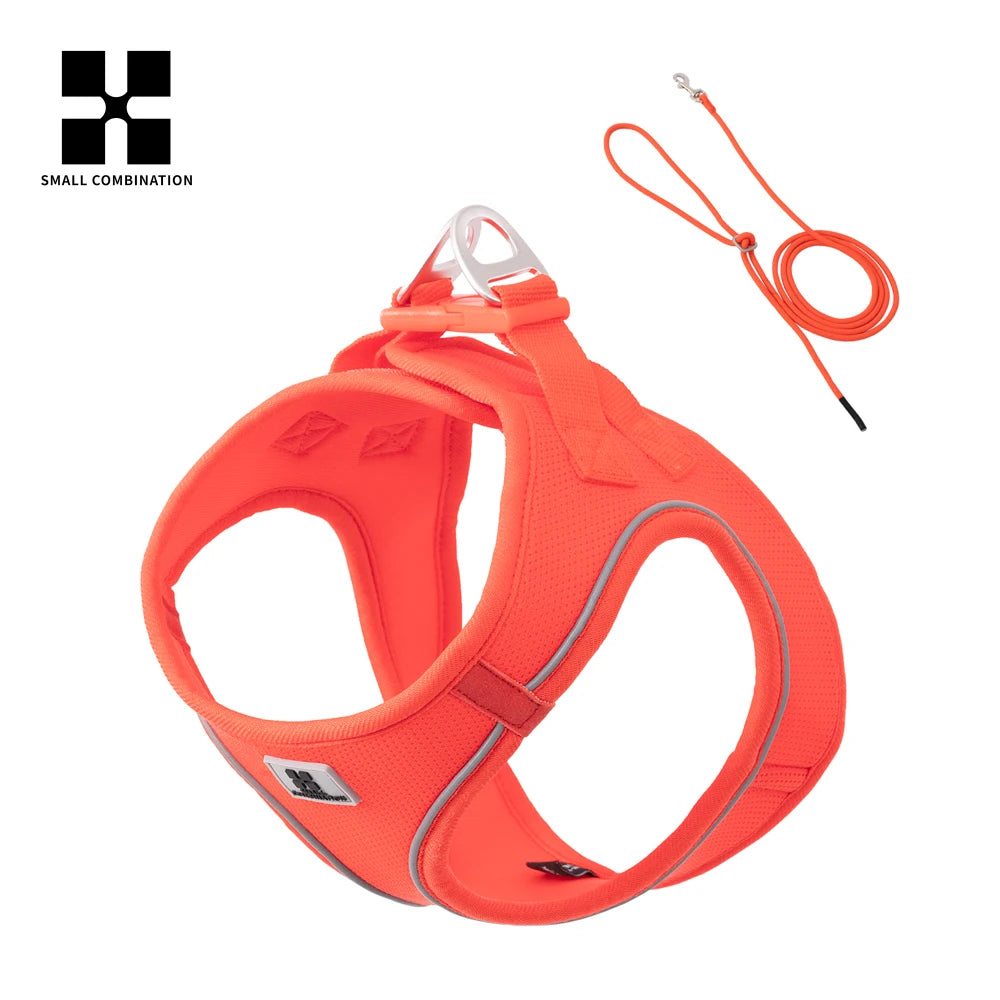 Small Combination Dog Harness Leash Set Reflective Adjustable