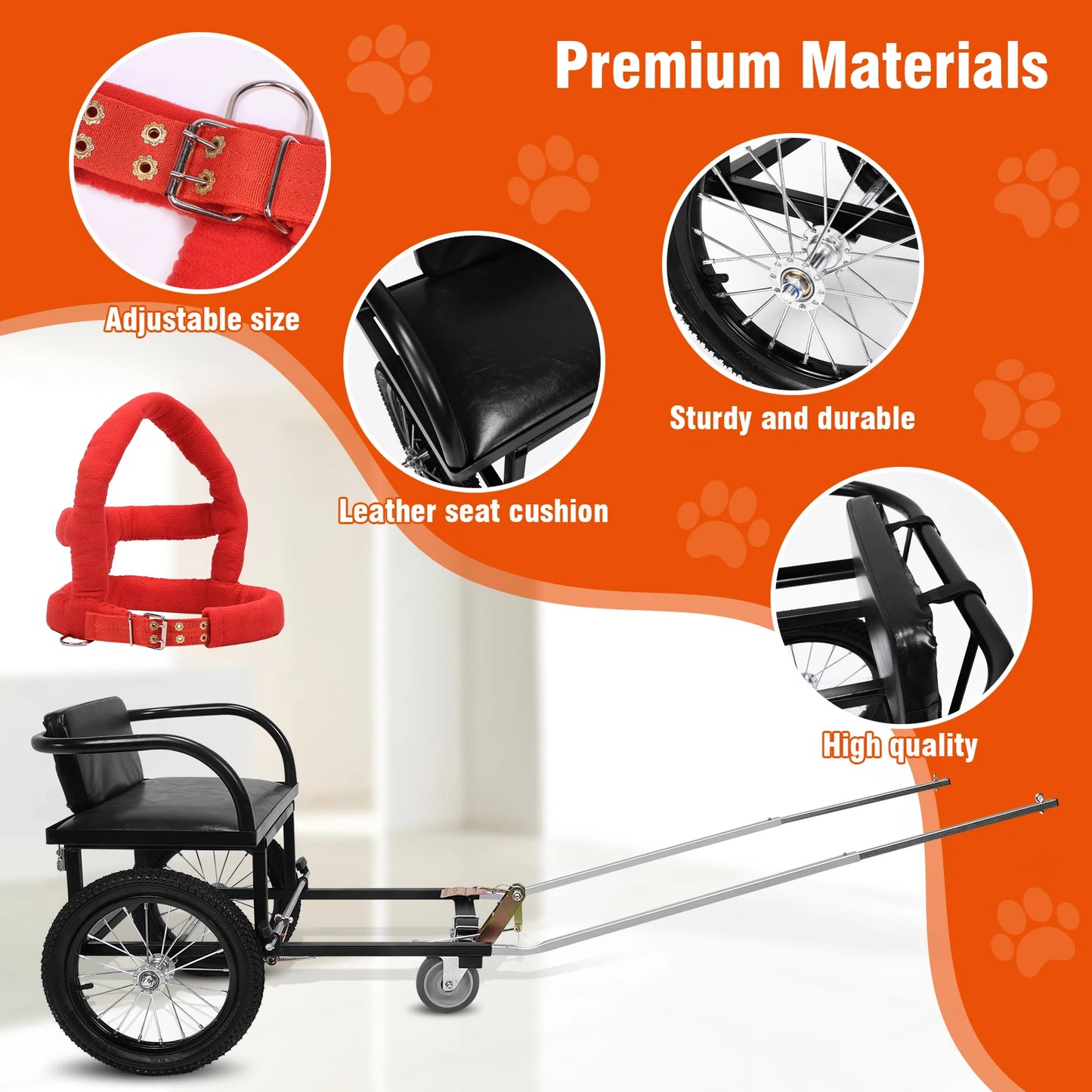 Shunmaii Double Brake Dog Pulling Stroller With Seat Cart